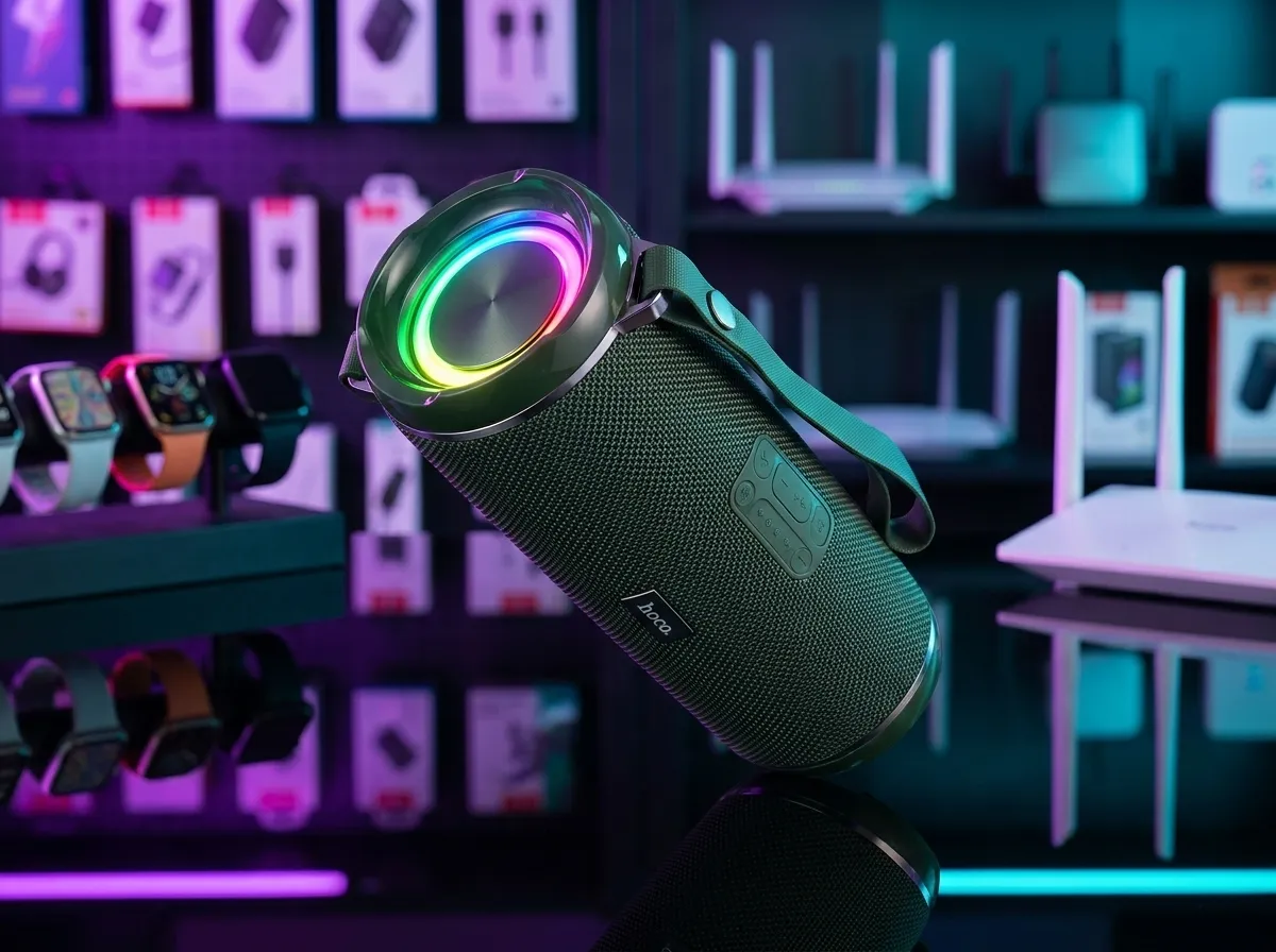 Hoco HC2 True Wireless Waterproof Bluetooth Speaker with 360 Degree Sound, 2400mAh Battery & RGB Light