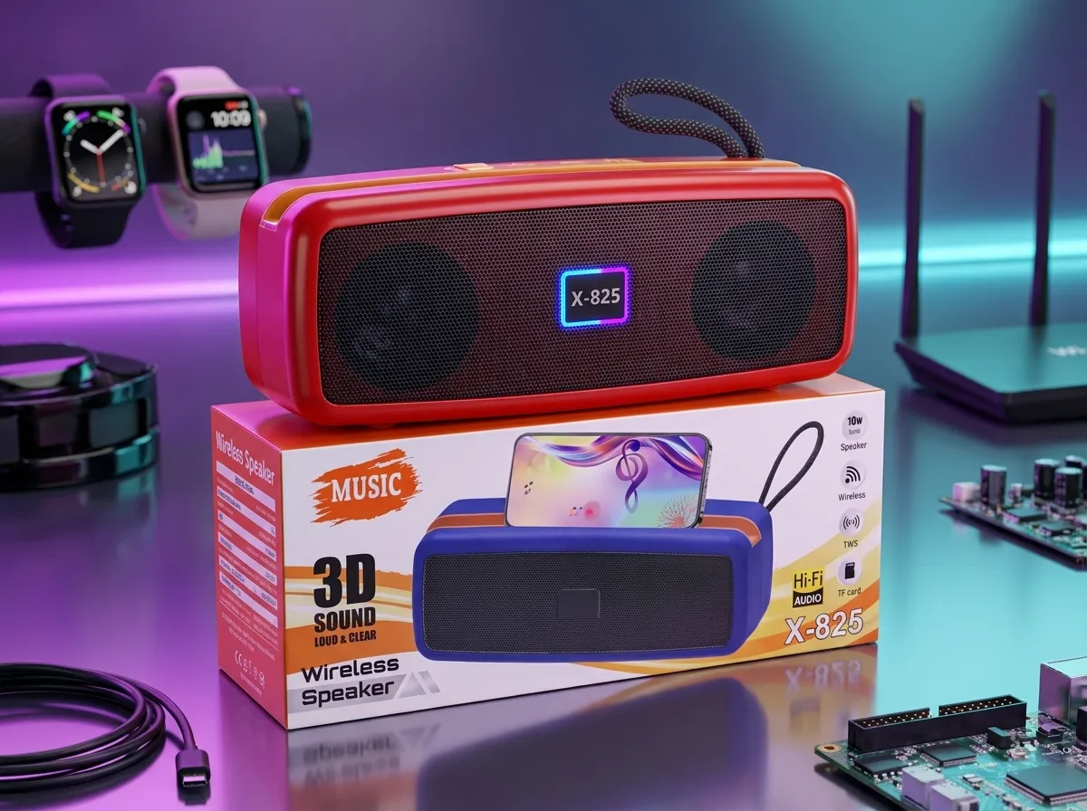 X-825 Dual Speaker Portable Bluetooth Speaker with 1200mAh Battery & 52mm Dual Drivers