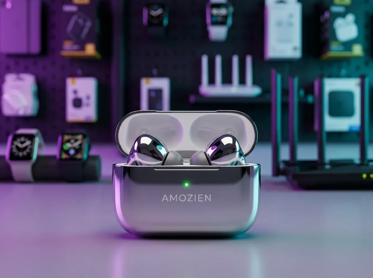 AMOZIEN AMO-Silver Pro TWS Wireless Earbuds with Bluetooth V5.4, 10mm Dynamic Drivers & 300mAh Charging Case