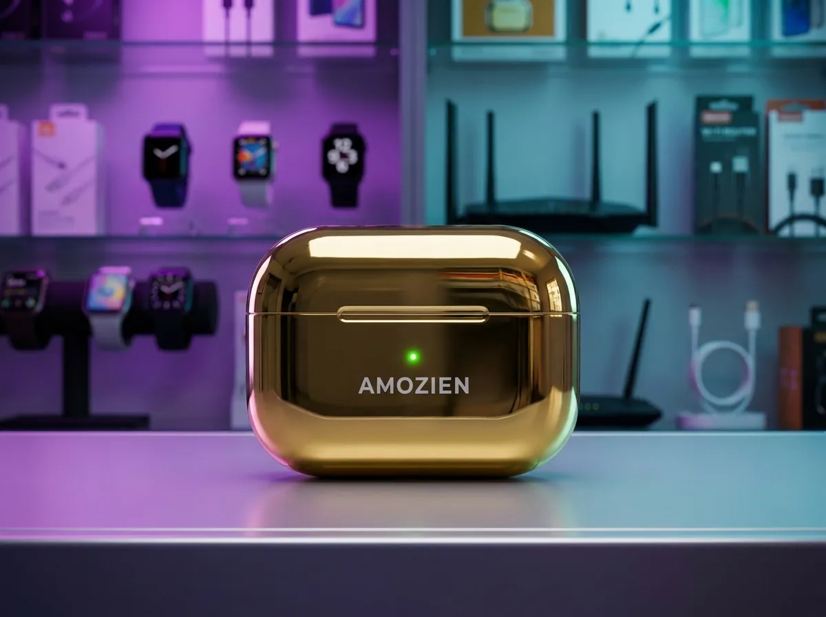 AMOZIEN AMO-Golden Pro TWS Wireless Earbuds with Bluetooth V5.4, 10mm Dynamic Drivers & 300mAh Charging Case
